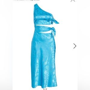 Wayf Aqua Jacquard Midi Dress